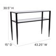 thumbnail image 2 of Newport Collection Glass Console Table with Shelves and Black Metal Frame, 2 of 9
