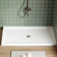 thumbnail image 1 of 60"x32" Shower Pan with Center Drain – Anti-Slip Acrylic/PVC Shower Base, Easy Install with ABS Drain Kit & Steel Cap, White, 1 of 8