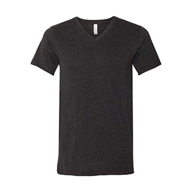 Bella Canvas Mens Jersey V-Neck Tee, 2XL, Black Heather