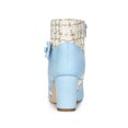 thumbnail image 4 of BLISSFUL STEP Women's Pointed Toe Plaid Block Heels Ankle Boots Sky Blue 8, 4 of 8