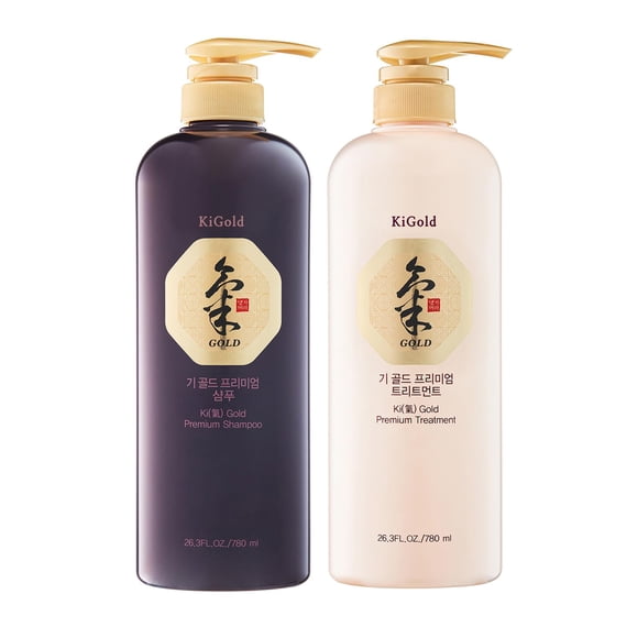 Daeng Gi Meo Ri - Ki Gold - Premium Shampoo + Treatment Set for Hair Loss Thin Hair Gray Hair Prevention and Treatment Medicinal Herbal Shampoo All Natural Korea's No. 1 Hair Brand