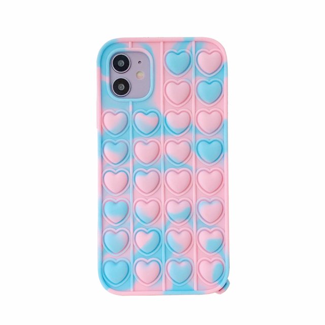 Fidget Toys Phone Case, Pop It Phone Case,Silicone Soft Protective Case,Pressure & Anxiety Relief Sensory Gadget Mobile Phone Protective Shell(iPhone 6Plus) Camouflage Blue