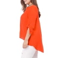 thumbnail image 4 of GRACE & GRANDEUR Blouse à Encolure en V Fendue à Manches 3/4 pour Femmes Grande Taille, 4 of 7