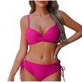 thumbnail image 1 of DPTALR Women Solid Color Sexy Backless Strap Bikini Swimsuit, 1 of 7