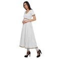 thumbnail image 2 of Moomaya Robe en Coton pour Femmes Décontractée d'Été à Fente avant Unie à Manches Courtes Kurta, 2 of 6