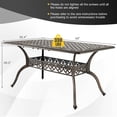thumbnail image 3 of Costway Table à Manger d'Extérieur 59 Pouces Trou pour Parasol en Aluminium Coulé Toutes Saisons 6 Personnes Bronze, 3 of 10