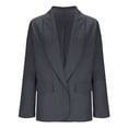 thumbnail image 3 of aohooy Vestons Formels pour Femmes Automne Chic Ouvert Col à Revers Veste de Complet Tenue de Bureau Décontractée Manches Longues Bureau Travail Veston 2025 Gris Foncé,L, 3 of 8