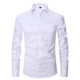 thumbnail image 4 of Japceit Chemise à Manches 3/4 Homme Mode Uni Col Rabattu Cardigan Haut de Bureau Chemise Hauts à Boutons, 4 of 7