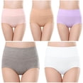 thumbnail image 1 of Plebaso Womens High Waisted Cotton Underwear Full Coverage Ladies Panties Multipack Regular and Plus Size, 1 of 3