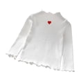 thumbnail image 1 of Girls Fall Shirts And Tops Baby Spring Heart Print Cotton Ruffle Long Sleeve Knitted Pullover White Casual Fall Tops for 6-7 Years, 1 of 4