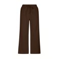thumbnail image 5 of Yuyuzo Wide Leg Pants for Women High Waist Cotton Linen Drawstring Ruched Solid Color Boho Beach Trousers, 5 of 5