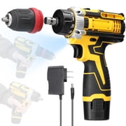 yeacher 12V Cordless Lithium Drill Driver with Dual Battery Option, Compact 2-in-1 Screwdriver & Power Drill for Home DIY, Furniture Assembly, and Car Repairs (1300mAh, 110V US Plug)