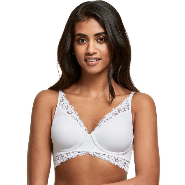 Maidenform Womens Pure Comfort Convertible Wireless Bralette, 38D, White