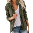 thumbnail image 1 of Innerwin Veste Militaire à Revers pour Femmes Automne Couleur Unie Ajustée Vert Armée m, 1 of 9