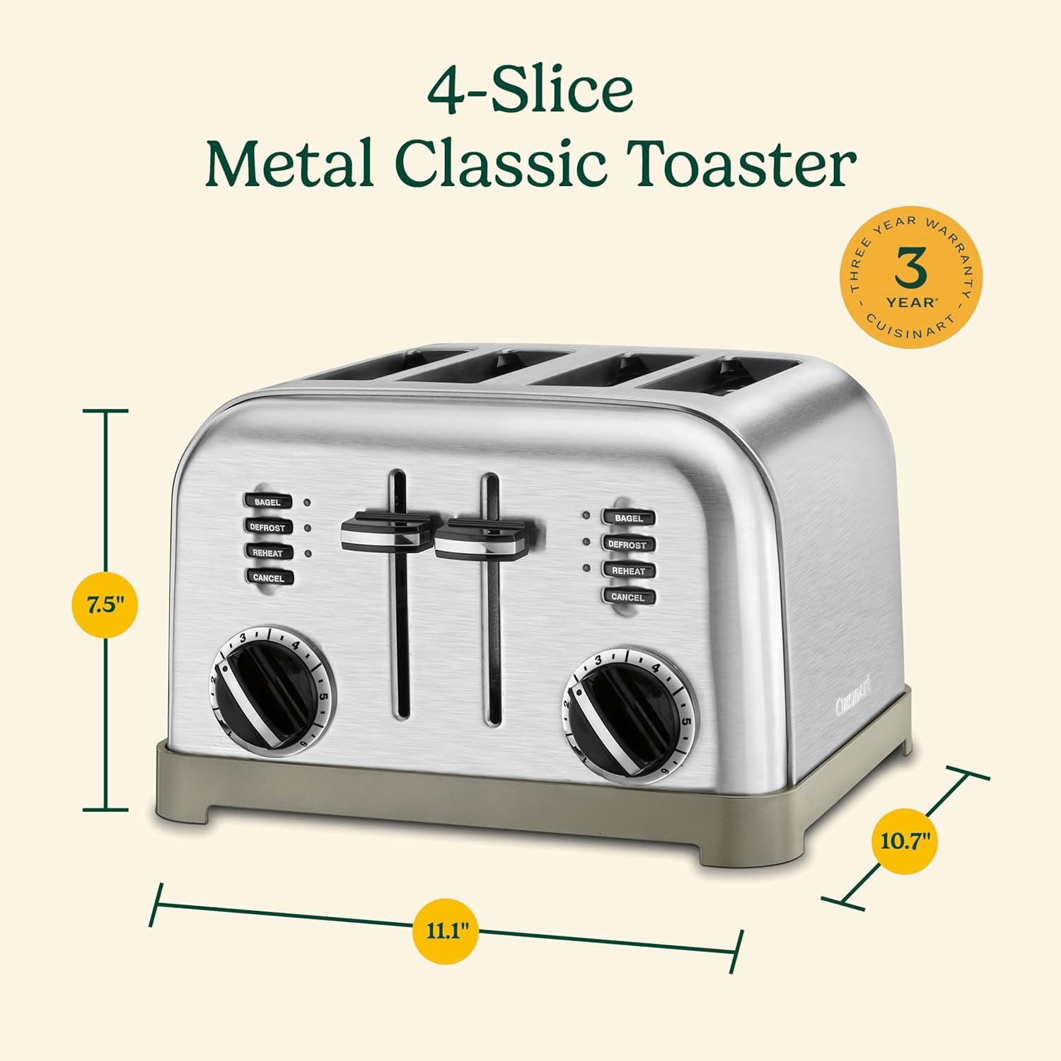 Grille-pain Métal classique 4-tranches Cuisinart