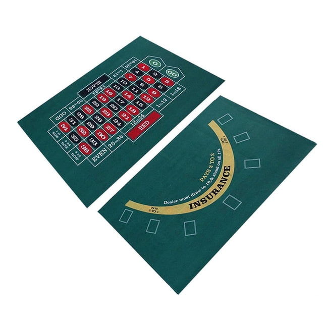 Tapis de Table de Poker Double Face 60x90 cm, Disposition de Jeu de Roulette et Thème de Casino Texas Holdem, Tissu Imperméable