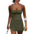 thumbnail image 1 of Meichang Robe de Tennis pour Femmes avec Shorts Intégrés et Poches, Encolure Carrée, Sans Manches, Mini-Robe-Skort d'Entraînement Athlétique, Dos Découpé, une Pièce, Robes de Tennis, Tenues d'Été de Golf, 1 of 9