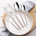 thumbnail image 4 of EGNMCR Kitchen Essentials Kitchen Gadgets Stainless Steel Twists Handle Cutlery Western Steak Knife Fork And Spoon Set Twisted Rope Embossed Floral Cutlery Spoon Stainless Steel Cutlery, 4 of 6