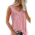 thumbnail image 1 of Innerwin Haut d'Été Col en V Débardeurs pour Femmes Imprimé Floral Boho T-Shirts Rose L, 1 of 5