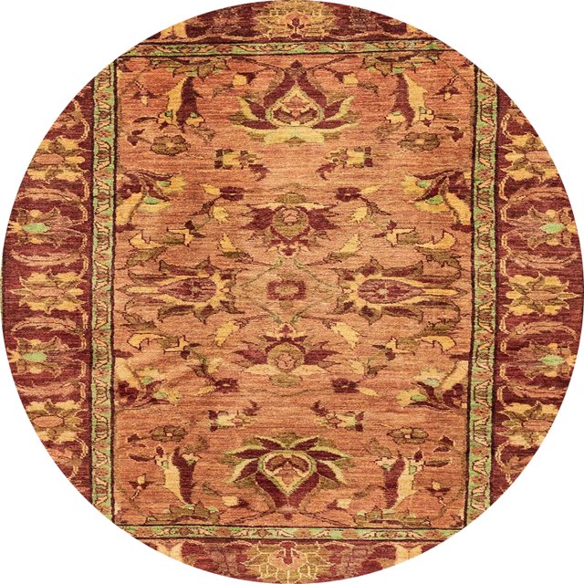 Ahgly Company Tapis d'Intérieur Ronds Abstraits Orange Tapis de Zone Abstraits, 3 Pieds Rond