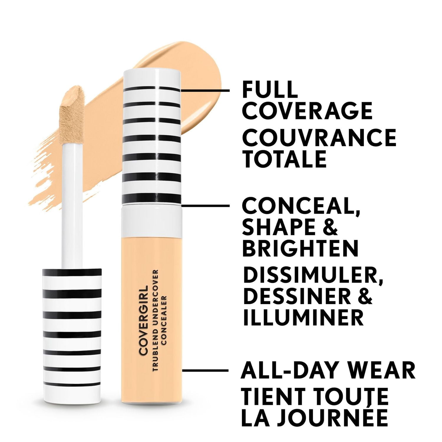 COVERGIRL Cache-cernes Trublend Undercover, couvrance totale, tient toute la journée, résistant aux plis, vegan, 100% Sans Cruauté