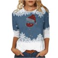 thumbnail image 1 of Pisexur Chandails de Noël pour Femmes Chandails à Manches 3/4 pour Femmes Chandails à Col Rond Graphiques Amusants Chandails à Capuchon Décontractés pour les Fêtes de Noël Confort Amples Mode d'Automne Chandails à Enfiler, 1 of 4