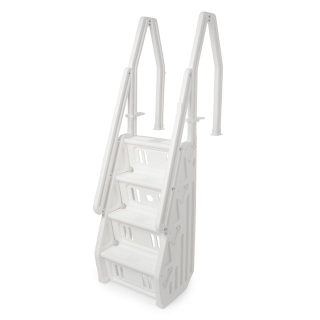 Vinyl Works Escabeau Ajustable hors Terre de 24 Pouces pour Piscine, Blanc