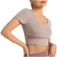 thumbnail image 1 of Timegard Hauts de Yoga pour Femmes Col Rond Manches Courtes Ajusté Confortable Court Extensible Entraînement Gym T-Shirts, 1 of 4