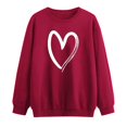 thumbnail image 4 of Bmisegm Mode Chandail Chaud pour Femmes Décontracté à Manches Longues Col Rond Doux T-Shirt Imprimé Cœur d'Amour Chandails d'Hiver pour Dames Hauts Chandail pour Femmes Rouge TTG, 4 of 5