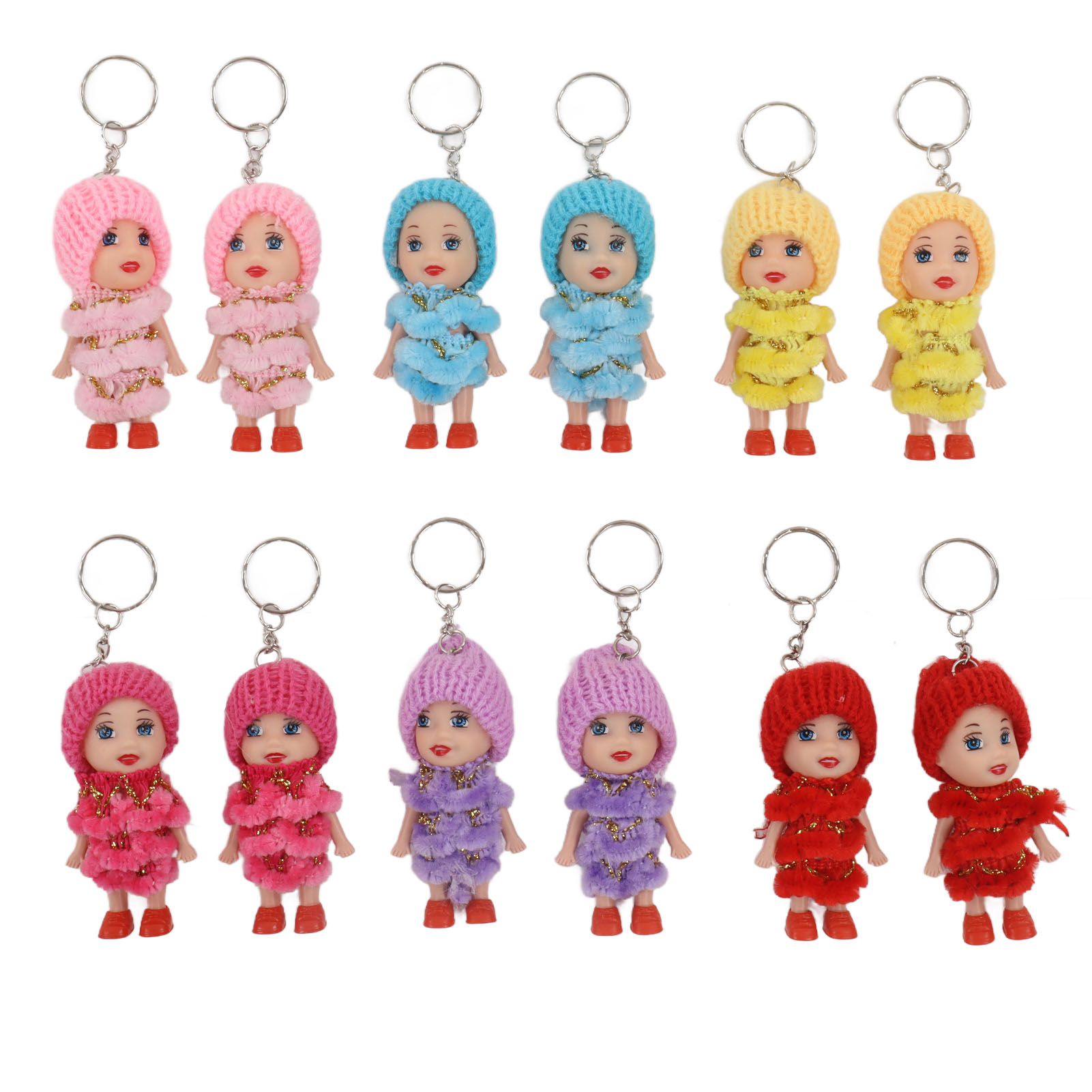 Doll Keychain, 12 Pcs Safe Mini Doll Keyring Portable Comfortable