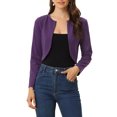 thumbnail image 1 of INSPIRE CHIC Boléro Ouvert pour Femme, Ourlet Arrondi, Cardigan Court, Violet Foncé, TG, 1 of 5