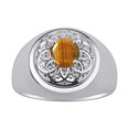 thumbnail image 1 of RYLOS Men's Rings Sterling Silver Designer Gypsy 7MM Round Gemstone & Diamond Ring Tiger Eye November Birthstone Size 13, 1 of 6