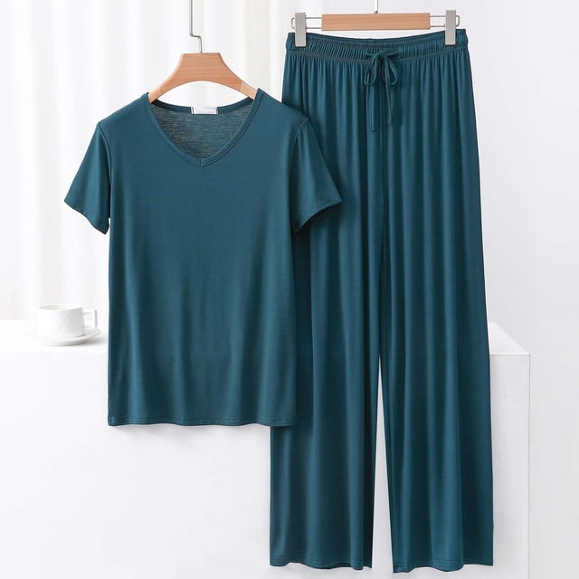 Weiqiqre Ensemble de Pyjama en Satin pour Femmes Pyjamas Rafraîchissants Ensembles d'Été Assortis Manches Courtes Ensemble de Détente Femmes