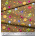 thumbnail image 2 of Soimoi Velvet Fabric Spaceship,Star & Telescope Cartoon Decor Fabric Printed Yard 58 Inch Wide, 2 of 3