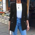 thumbnail image 2 of IROINID T-Shirts Réduits pour Dames Long Sleeve, Veste Manteau à Col Rabattu Uni pour Dames, Noir, 2 of 9