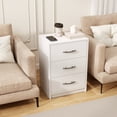 thumbnail image 2 of Costway Table de Chevet Moderne 1 PCS à 3 Tiroirs avec Rangement et Trousse Anti-Basculement pour Chambre Blanc, 2 of 10