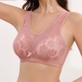 thumbnail image 3 of Virmaxy Womens Wireless Bra Oversized Gathered Comfortable Breathable Underwear (Plus Extended Buckle) Everyday Bra Embroidered Glossy Comfortable Breathable Bra Underwear No Rims Pink-3 38, 3 of 3