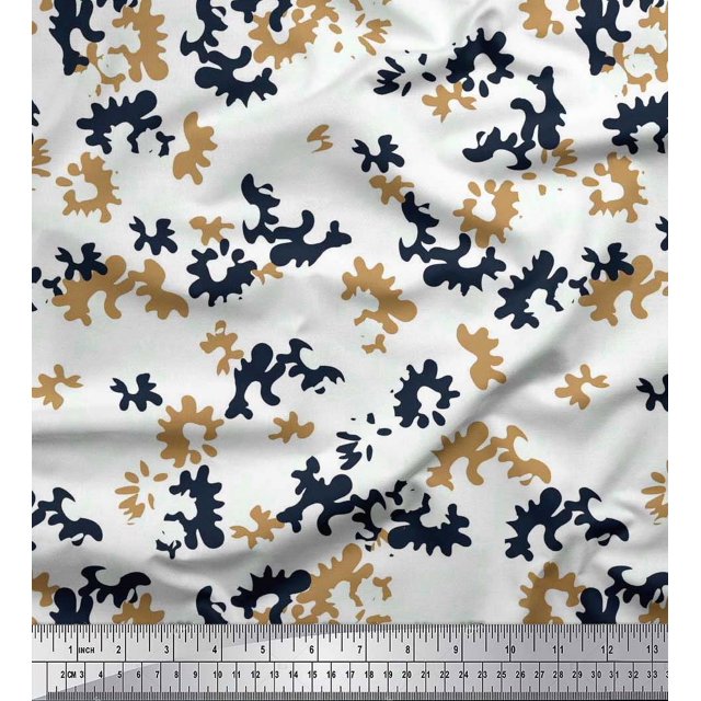 Soimoi Brown polyester Crepe Fabric Camouflage Texture Fabric Prints By Yard 42 Inch Wide