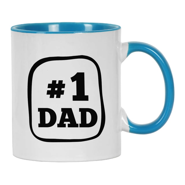 Inkdotpot #1 Dad 11 OzCeramic CoffeeMugsGreat Gift For Father's Day Birthday Gift Novelty Mug -Blue