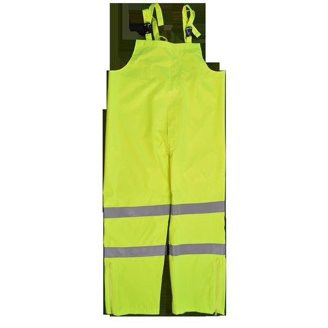 ANSI Class E Water proof Bib Rain Pants, Lime Poly Oxford - 4X