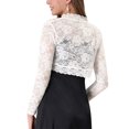 thumbnail image 4 of Kmbangi Floral Lace Cardigan+ See-through Scalloped Long Sleeve Crop Tops, 4 of 5