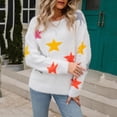 thumbnail image 2 of WRKEKC Chandail en Velours Doux pour Femmes Imprimé Étoiles Col Rond Manches Longues Décontracté Peluche Cozy Basique Hauts Chandail pour Femmes, 2 of 10