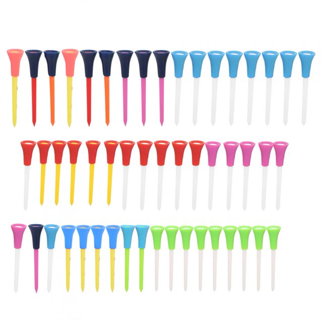 FLAMEEN 50PCS 83mm Coloré Silicone Souple Plastique Durable Double Couche Protection de l'Environnement Tee de Golf Non Toxique, Tee de Golf Doux, Tee de Golf en Silicone