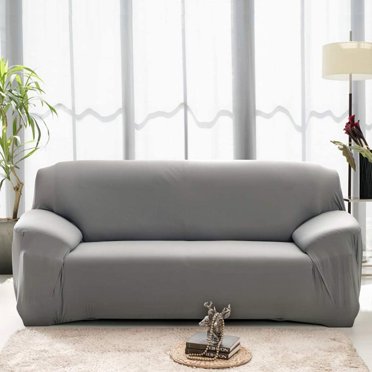 Living Room Sofa Cover Stretch 3-Seater Chair Slipcover Spandex Decor (Gray)