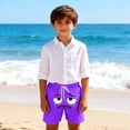 thumbnail image 2 of Toddler Boys Swim Trunks Solid Color Cute Expression Print Quick Dry Shorts, Little Boys Swim Trunks with Pockets for Beach Pool Summer, 2 of 6