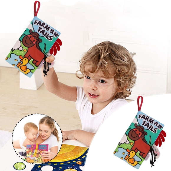 Qiweii Jouet Livre en Tissu à Queue Froissée, Livre d'Éveil Résistant aux Déchirures pour Jeu Sensoriel et Apprentissage Amusant