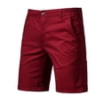 thumbnail image 1 of Yuzhih Summer Shorts for Men Slim Stretch Twill Flat Front Shorts Basic Solid Color Lounge Shorts with Pockets, 1 of 3