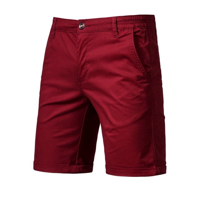Yuzhih Summer Shorts for Men Slim Stretch Twill Flat Front Shorts Basic Solid Color Lounge Shorts with Pockets
