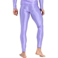 thumbnail image 4 of YUUMIN Men's Shiny Compression Pants Oil Glossy Stretchy Workout Sports Base Layer Trousers Light Purple L, 4 of 5
