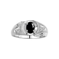 thumbnail image 1 of RYLOS Men's Rings Sterling Silver Rings Classic Designer Style 8X6MM Oval Gemstone & Diamond Ring Cabochon Onyx October Birthstone Rings For Men  Size 12, 1 of 7